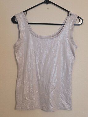 White House Black Market Shiny Pink Beige Tank Top Size S